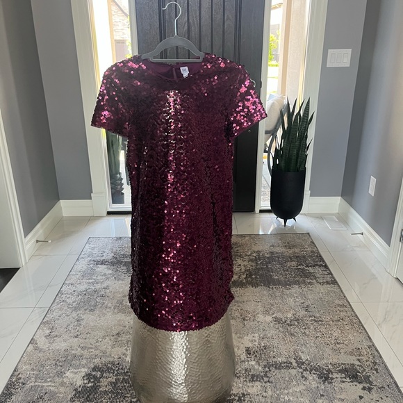 Sequined gap kids, XXL plum coloured holiday dress T-shirt style - Picture 4 of 17